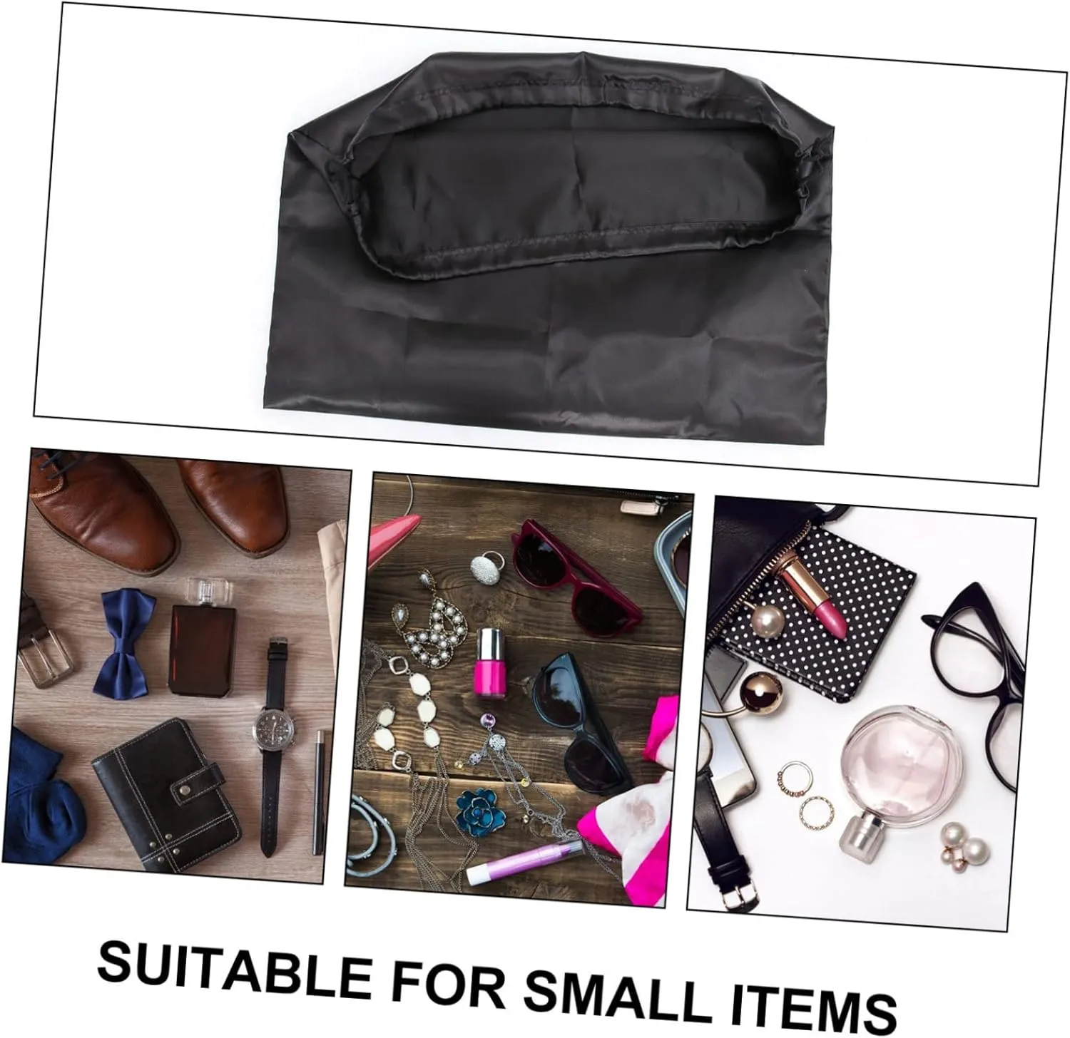 2 Pack Silk Drawstring Storage Bag Large Capacity Household Bag Black Sturdy Rope and Easy to Close Design