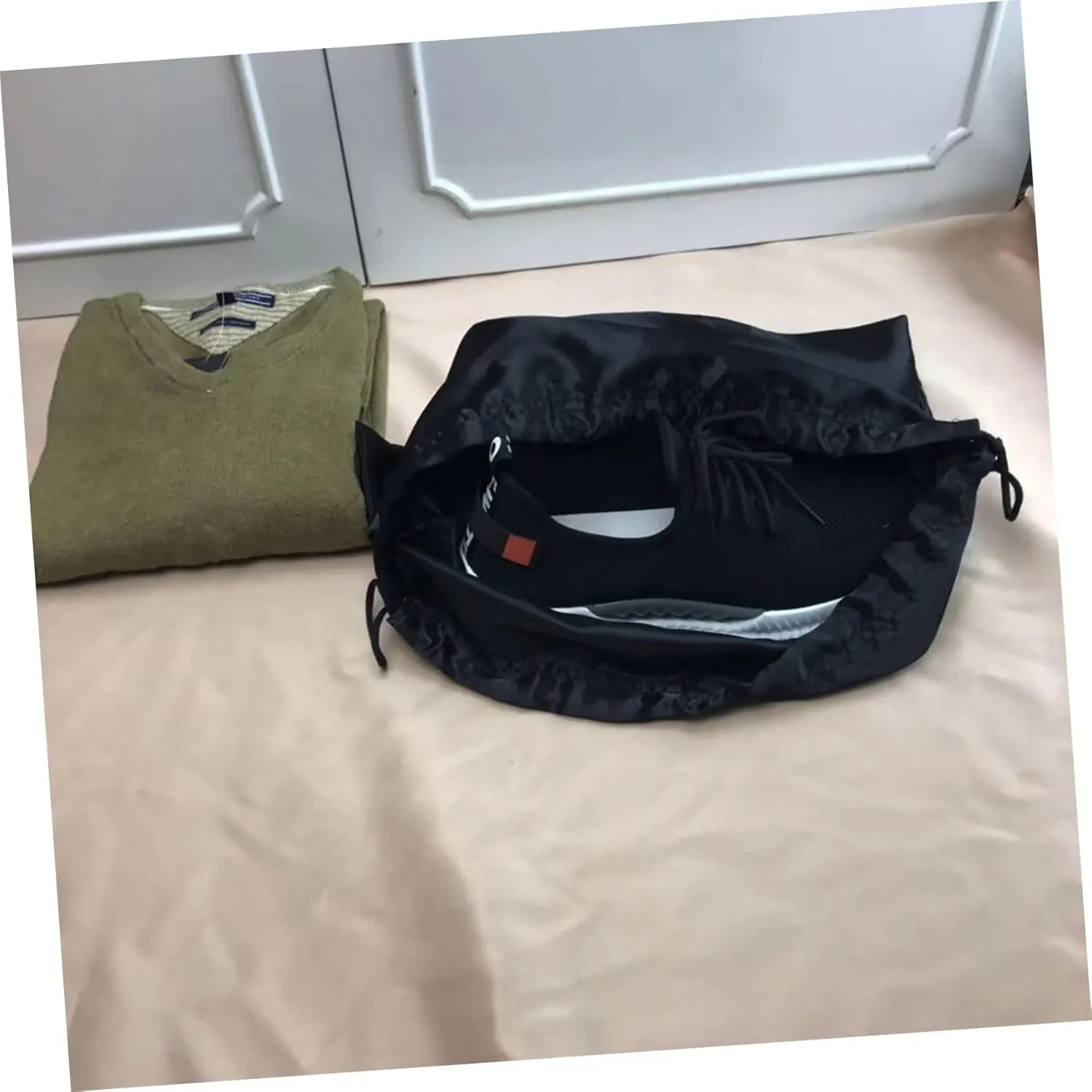 2 Pack Silk Drawstring Storage Bag Large Capacity Household Bag Black Sturdy Rope and Easy to Close Design