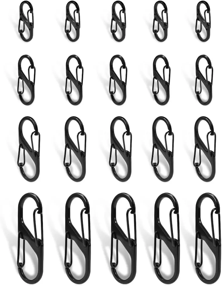20Pcs Double Opening Lock Zipper Pull Replacement Clips, Zipper Locks Anti Theft Deterrent for Bag Luggage Pickpocket Backpack Purse Travel Suitcase (Black)