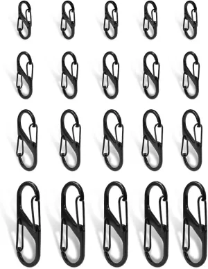 20Pcs Double Opening Lock Zipper Pull Replacement Clips, Zipper Locks Anti Theft Deterrent for Bag Luggage Pickpocket Backpack Purse Travel Suitcase (Black)