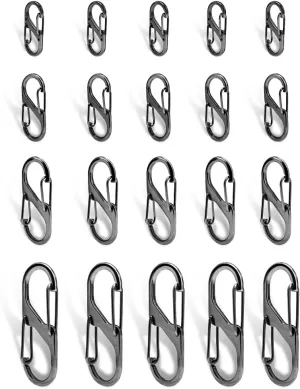 20Pcs Double Opening Lock Zipper Pull Replacement Clips, Zipper Locks Anti Theft Deterrent for Bag Luggage Pickpocket Backpack Purse Travel Suitcase (Gun Black)