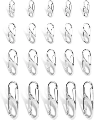 20Pcs Double Opening Lock Zipper Pull Replacement Clips, Zipper Locks Anti Theft Deterrent for Bag Luggage Pickpocket Backpack Purse Travel Suitcase (Silver)
