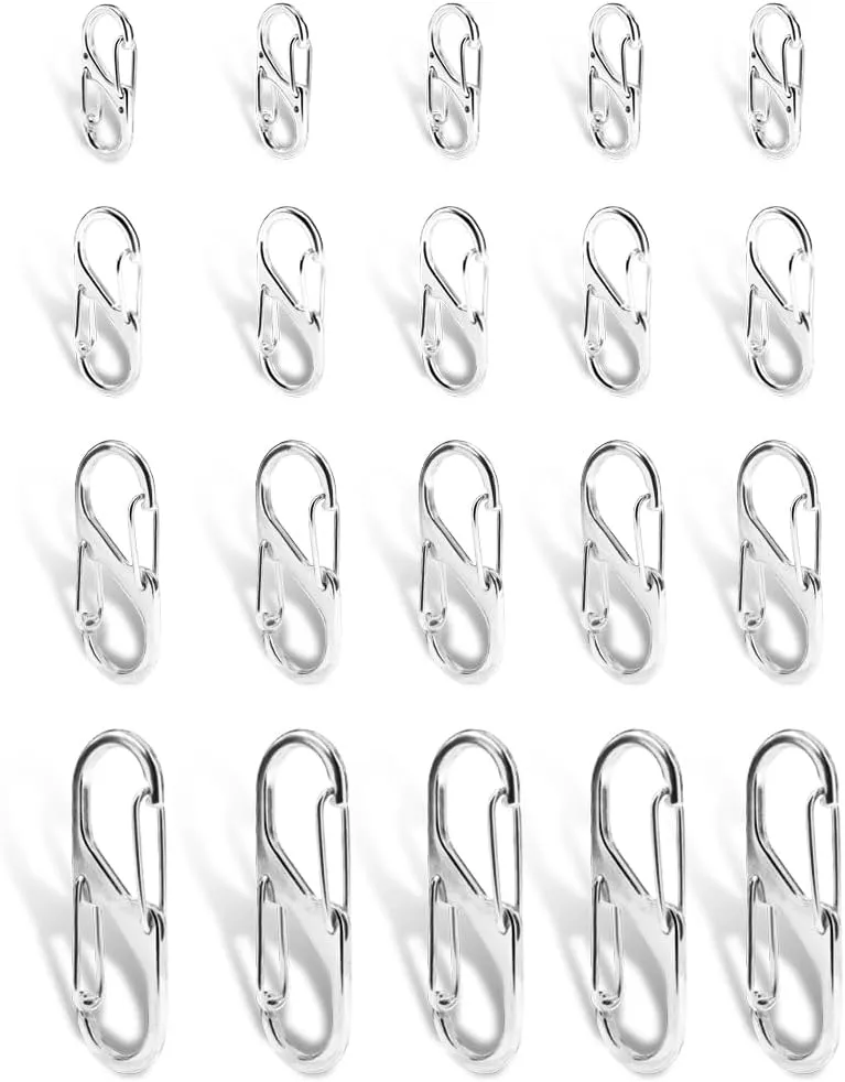 20Pcs Double Opening Lock Zipper Pull Replacement Clips, Zipper Locks Anti Theft Deterrent for Bag Luggage Pickpocket Backpack Purse Travel Suitcase (Silver)