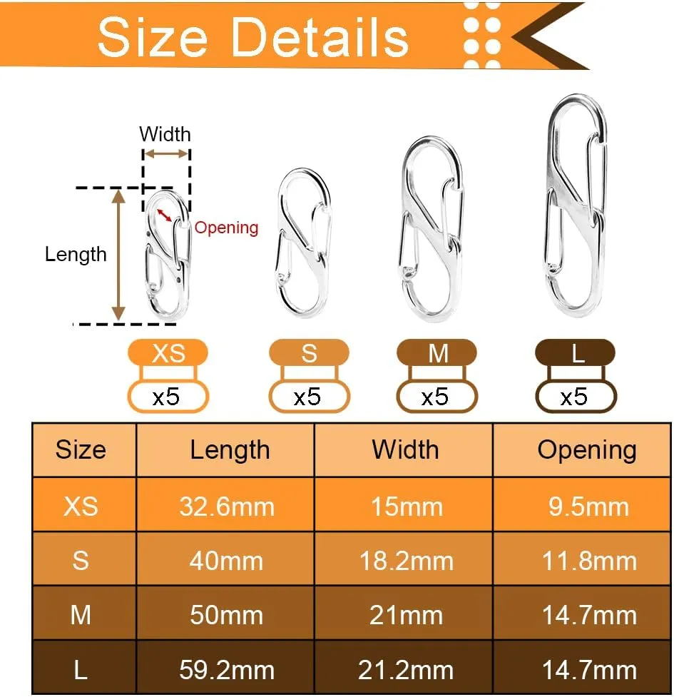 20Pcs Double Opening Lock Zipper Pull Replacement Clips, Zipper Locks Anti Theft Deterrent for Bag Luggage Pickpocket Backpack Purse Travel Suitcase (Silver)