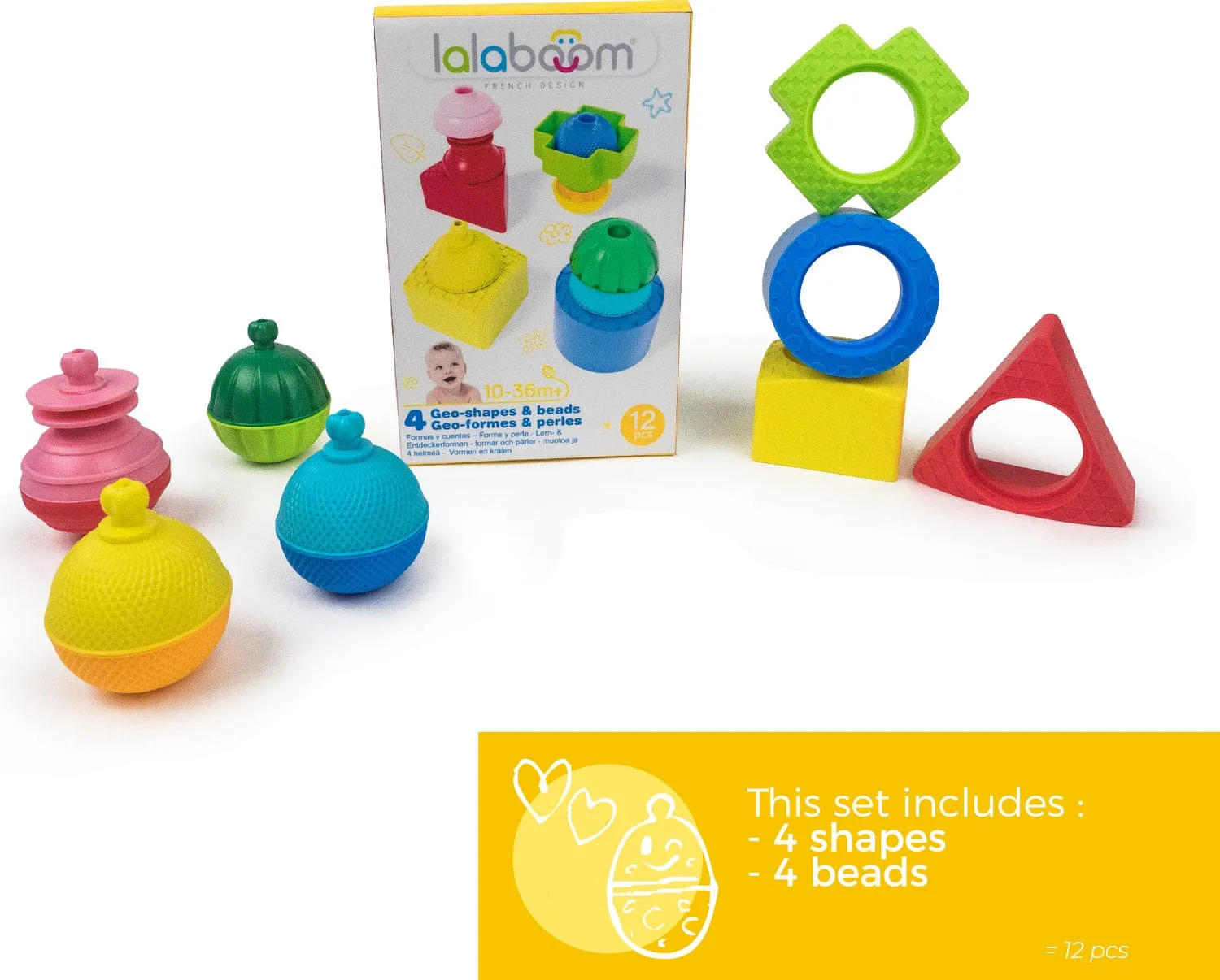 4 Shapes And 4 Beads  12 Pcs