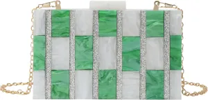 Acrylic Evening Bags Multicolor Geometric Pattern Box Clutch Marble Purse and Handbags Trendy Party Crossbody Bag