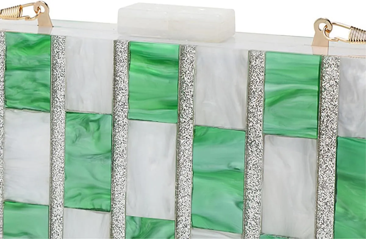 Acrylic Evening Bags Multicolor Geometric Pattern Box Clutch Marble Purse and Handbags Trendy Party Crossbody Bag