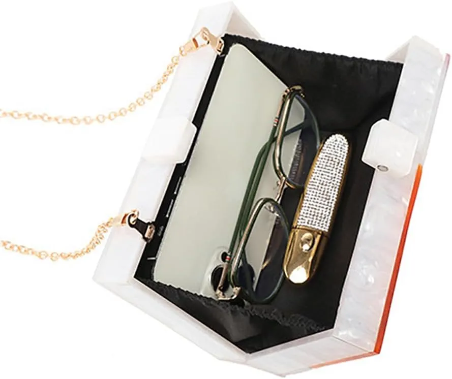 Acrylic Evening Bags Multicolor Geometric Pattern Box Clutch Marble Purse and Handbags Trendy Party Crossbody Bag