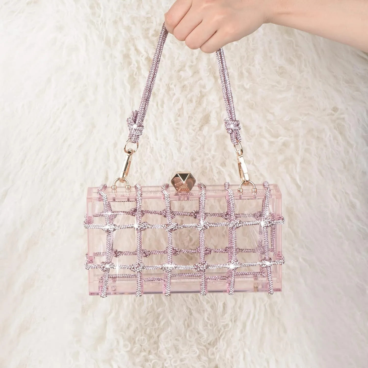 Acrylic Purse Bag with Rhinestones Clutch Purse Evening Clutches for Wedding and Party