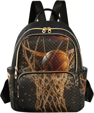 ALAZA Women Mini Backpack Purse Bag Lightweight Casual Daily Travel Backpack Abstract Basketball Ball Black Back Pack Fashion Multipurpose Shoulder Bag,S