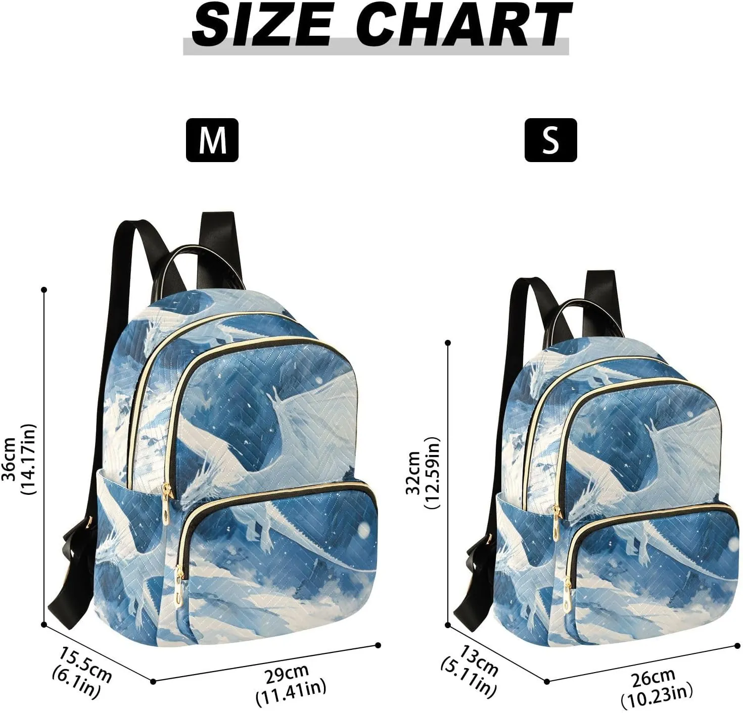 ALAZA Women Mini Backpack Purse Bag Lightweight Casual Daily Travel Backpack Abstract White Dragon Back Pack Fashion Multipurpose Shoulder Bag,S