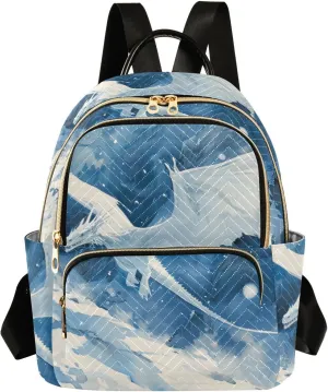 ALAZA Women Mini Backpack Purse Bag Lightweight Casual Daily Travel Backpack Abstract White Dragon Back Pack Fashion Multipurpose Shoulder Bag,S