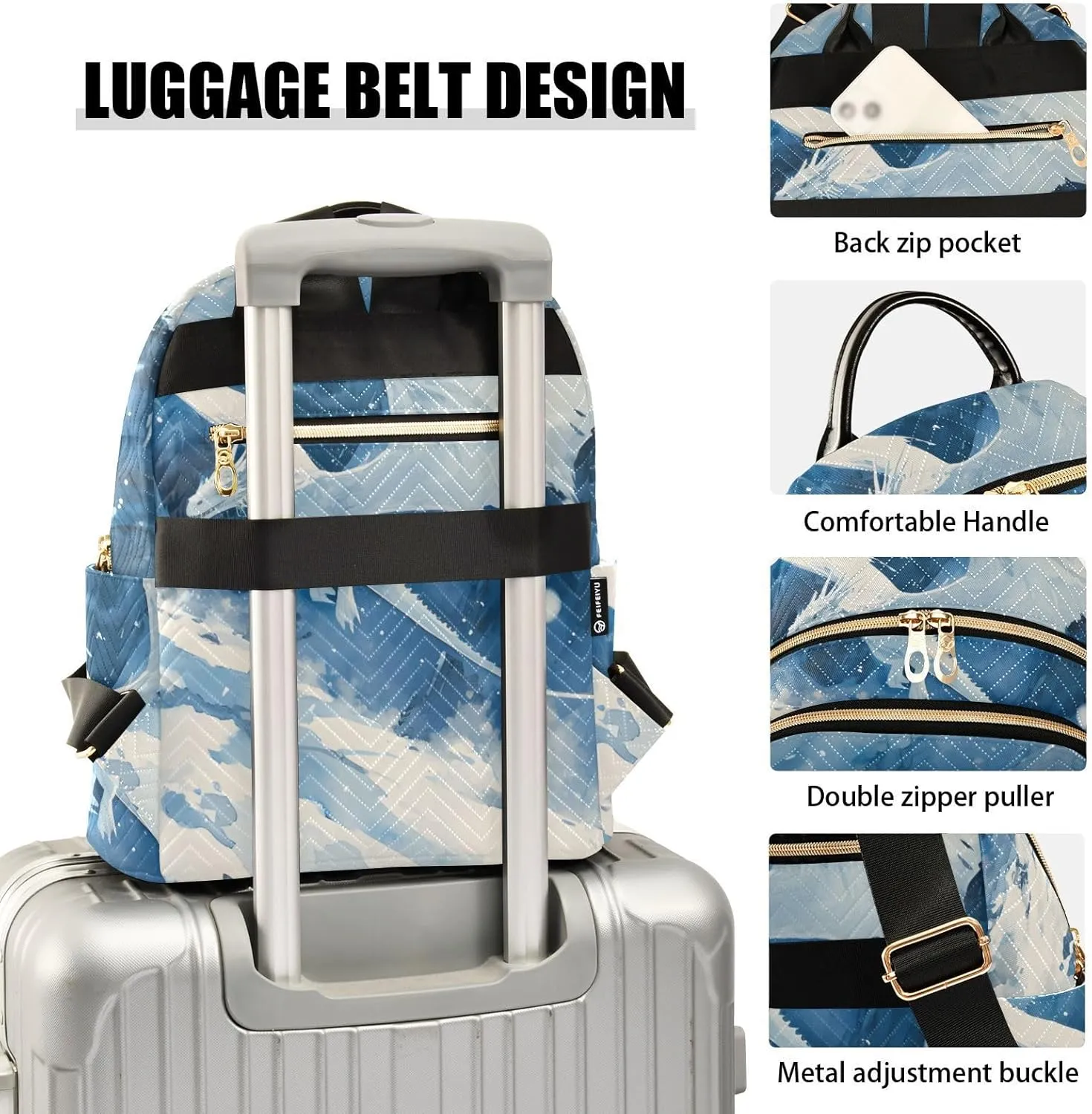 ALAZA Women Mini Backpack Purse Bag Lightweight Casual Daily Travel Backpack Abstract White Dragon Back Pack Fashion Multipurpose Shoulder Bag,S