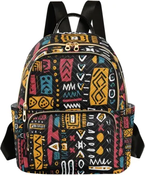 ALAZA Women Mini Backpack Purse Bag Lightweight Casual Daily Travel Backpack African Ethinic Geometric Print Back Pack Fashion Multipurpose Shoulder Bag,S