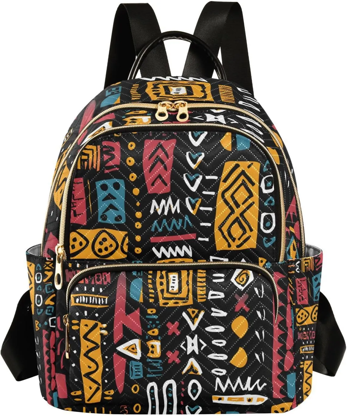 ALAZA Women Mini Backpack Purse Bag Lightweight Casual Daily Travel Backpack African Ethinic Geometric Print Back Pack Fashion Multipurpose Shoulder Bag,S