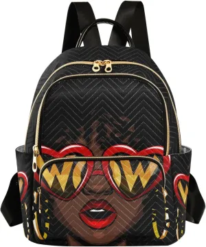 ALAZA Women Mini Backpack Purse Bag Lightweight Casual Daily Travel Backpack Afro American Woman Back Pack Fashion Multipurpose Shoulder Bag,S
