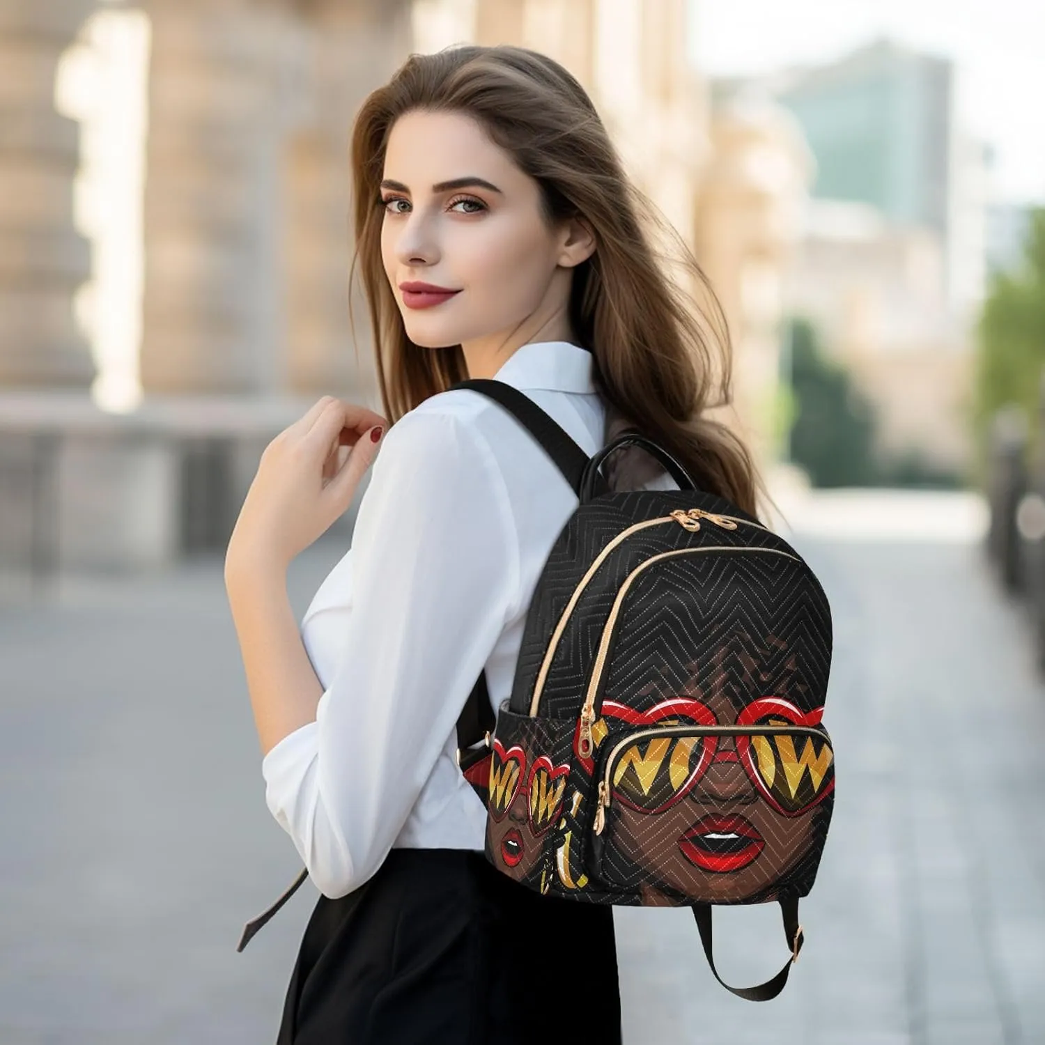 ALAZA Women Mini Backpack Purse Bag Lightweight Casual Daily Travel Backpack Afro American Woman Back Pack Fashion Multipurpose Shoulder Bag,S