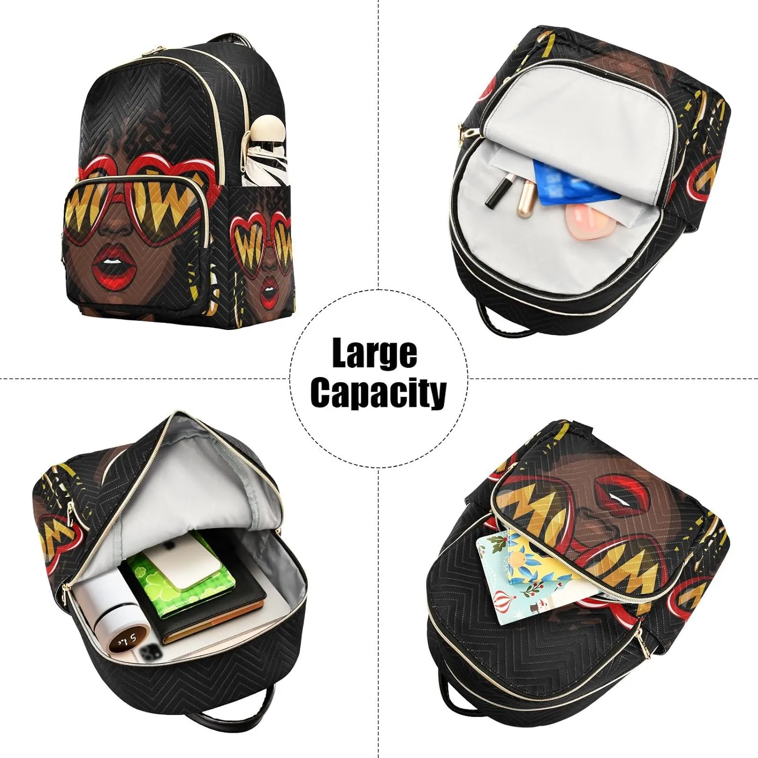 ALAZA Women Mini Backpack Purse Bag Lightweight Casual Daily Travel Backpack Afro American Woman Back Pack Fashion Multipurpose Shoulder Bag,S