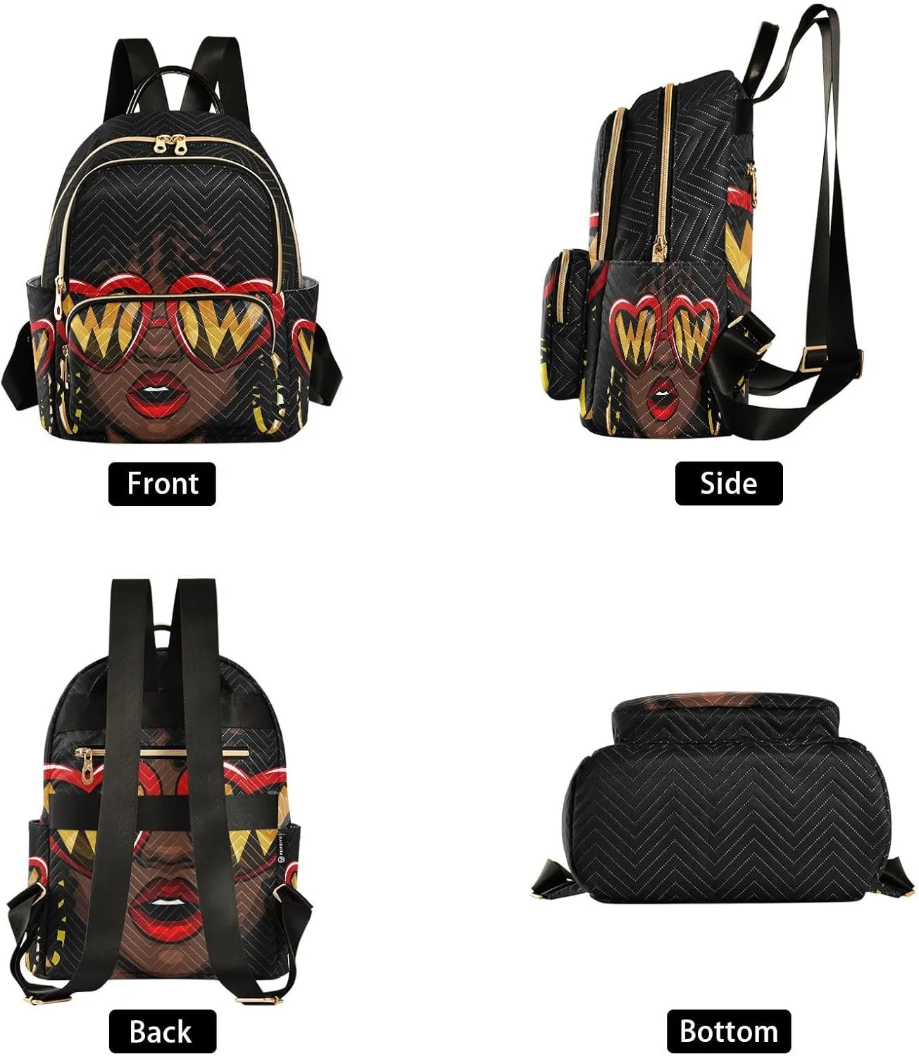 ALAZA Women Mini Backpack Purse Bag Lightweight Casual Daily Travel Backpack Afro American Woman Back Pack Fashion Multipurpose Shoulder Bag,S