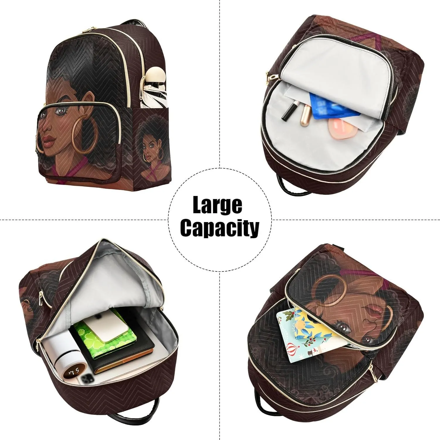 ALAZA Women Mini Backpack Purse Bag Lightweight Casual Daily Travel Backpack Beautiful African American Girl Back Pack Fashion Multipurpose Shoulder Bag,S