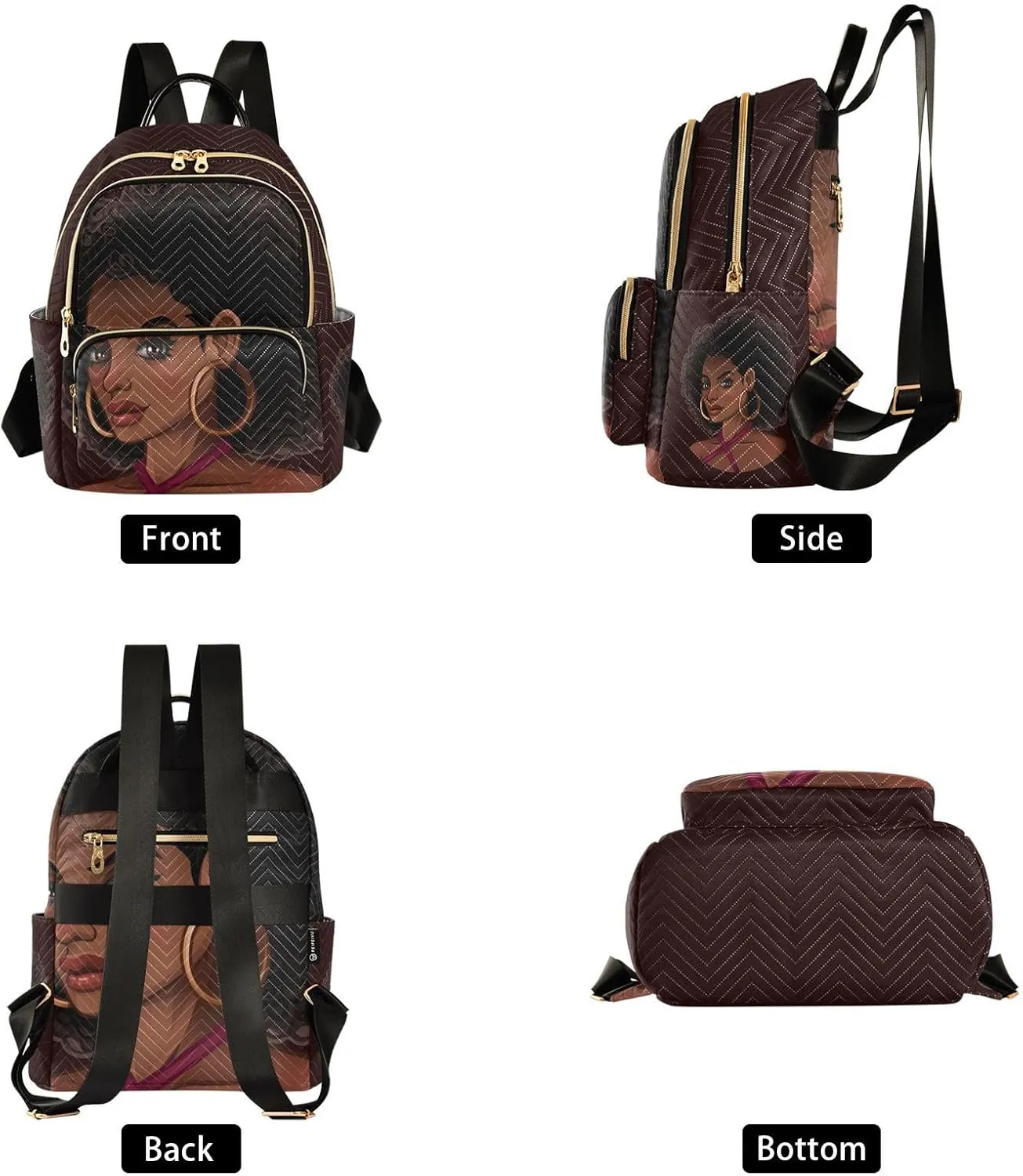 ALAZA Women Mini Backpack Purse Bag Lightweight Casual Daily Travel Backpack Beautiful African American Girl Back Pack Fashion Multipurpose Shoulder Bag,S