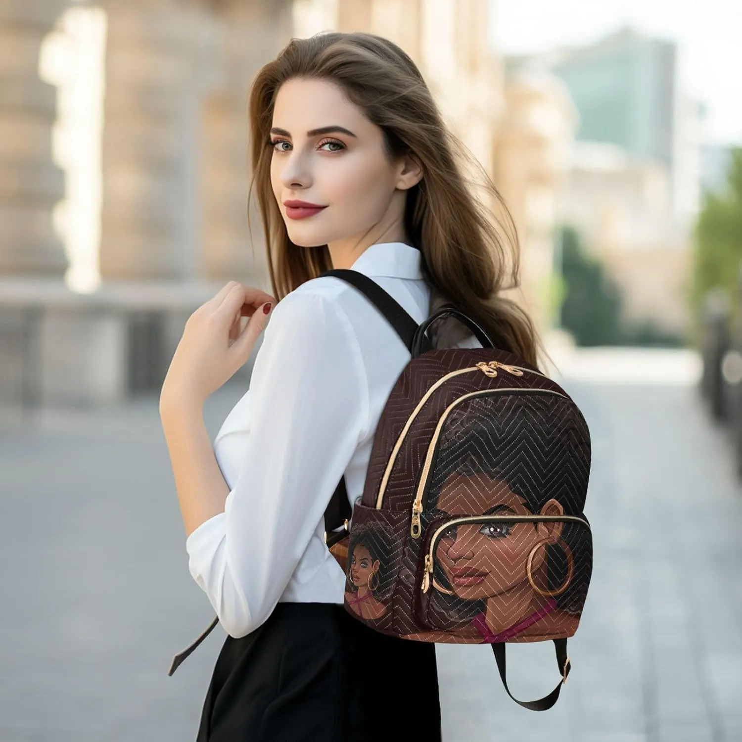 ALAZA Women Mini Backpack Purse Bag Lightweight Casual Daily Travel Backpack Beautiful African American Girl Back Pack Fashion Multipurpose Shoulder Bag,S