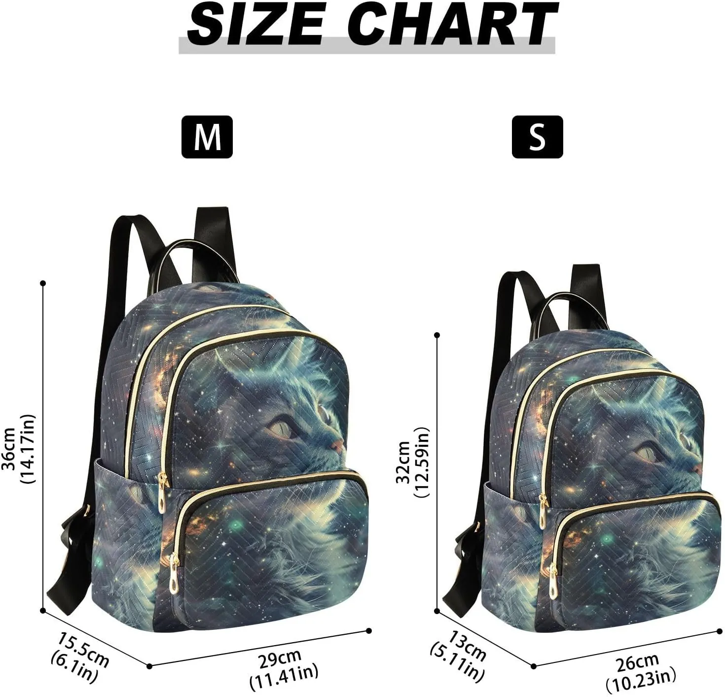 ALAZA Women Mini Backpack Purse Bag Lightweight Casual Daily Travel Backpack Cat Starry Sky Back Pack Fashion Multipurpose Shoulder Bag,M