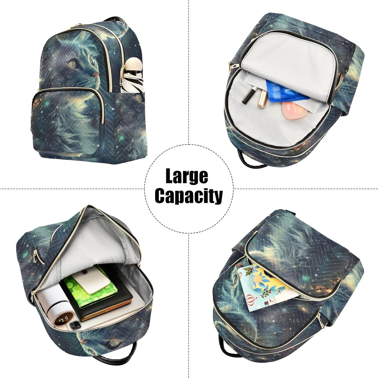 ALAZA Women Mini Backpack Purse Bag Lightweight Casual Daily Travel Backpack Cat Starry Sky Back Pack Fashion Multipurpose Shoulder Bag,M