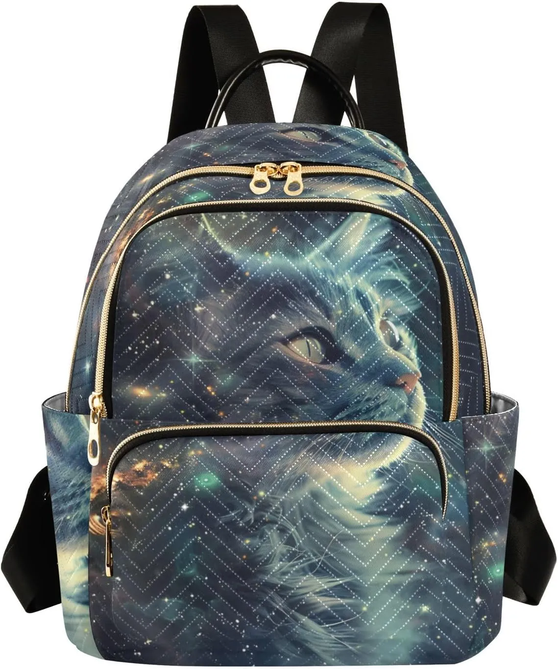 ALAZA Women Mini Backpack Purse Bag Lightweight Casual Daily Travel Backpack Cat Starry Sky Back Pack Fashion Multipurpose Shoulder Bag,M