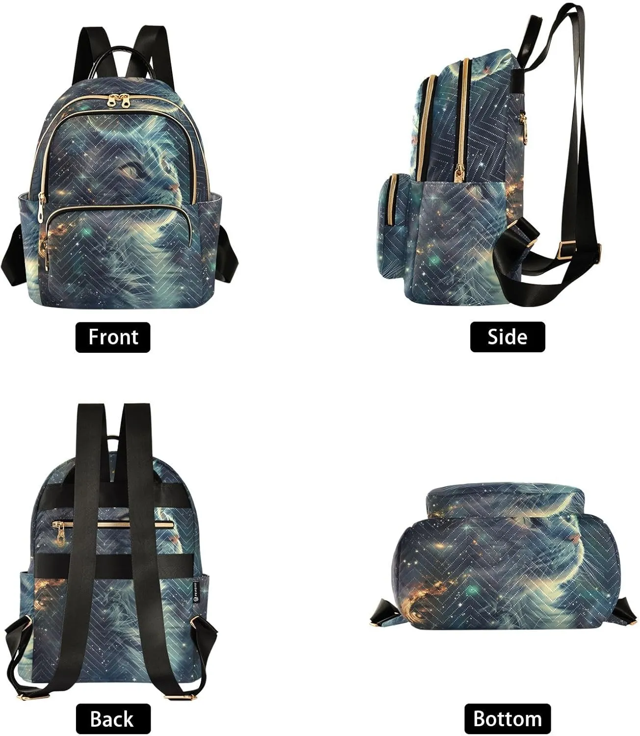ALAZA Women Mini Backpack Purse Bag Lightweight Casual Daily Travel Backpack Cat Starry Sky Back Pack Fashion Multipurpose Shoulder Bag,M