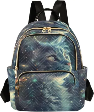 ALAZA Women Mini Backpack Purse Bag Lightweight Casual Daily Travel Backpack Cat Starry Sky Back Pack Fashion Multipurpose Shoulder Bag,M