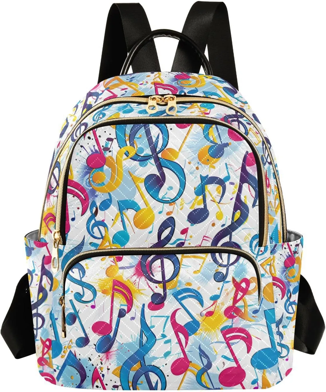 ALAZA Women Mini Backpack Purse Bag Lightweight Casual Daily Travel Backpack Colorful Music Notes Watercolor Back Pack Fashion Multipurpose Shoulder Bag,S