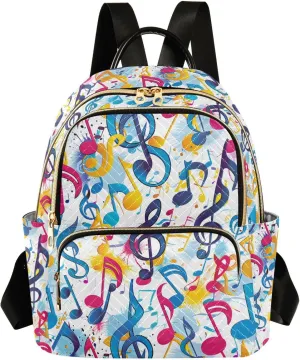 ALAZA Women Mini Backpack Purse Bag Lightweight Casual Daily Travel Backpack Colorful Music Notes Watercolor Back Pack Fashion Multipurpose Shoulder Bag,S
