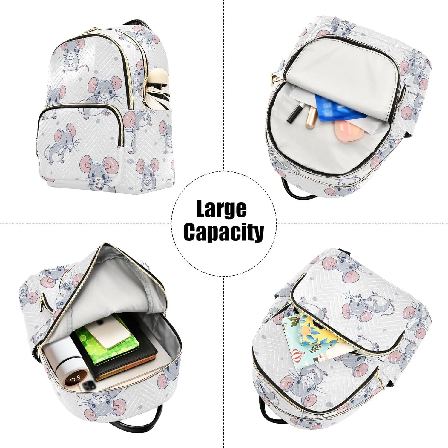 ALAZA Women Mini Backpack Purse Bag Lightweight Casual Daily Travel Backpack Cute Mouse with Polka Dots Back Pack Fashion Multipurpose Shoulder Bag,S