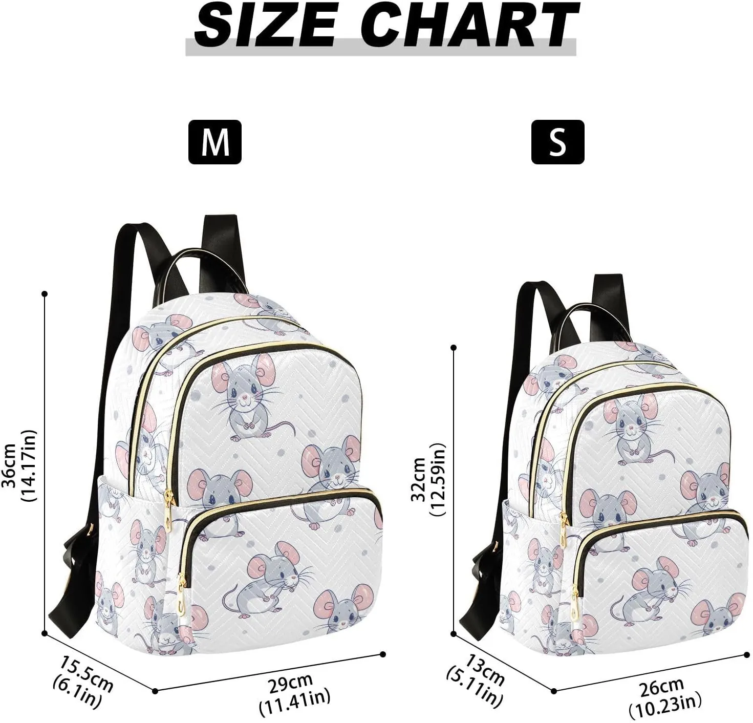 ALAZA Women Mini Backpack Purse Bag Lightweight Casual Daily Travel Backpack Cute Mouse with Polka Dots Back Pack Fashion Multipurpose Shoulder Bag,S