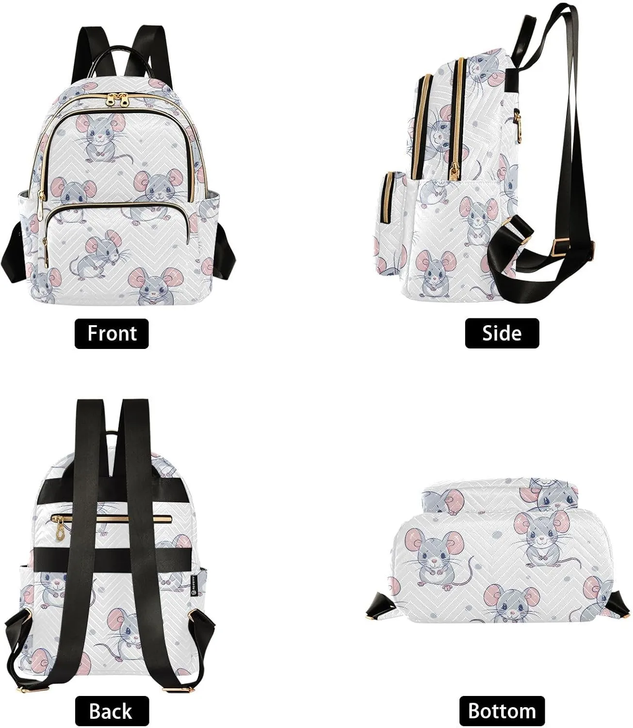 ALAZA Women Mini Backpack Purse Bag Lightweight Casual Daily Travel Backpack Cute Mouse with Polka Dots Back Pack Fashion Multipurpose Shoulder Bag,S