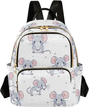 ALAZA Women Mini Backpack Purse Bag Lightweight Casual Daily Travel Backpack Cute Mouse with Polka Dots Back Pack Fashion Multipurpose Shoulder Bag,S