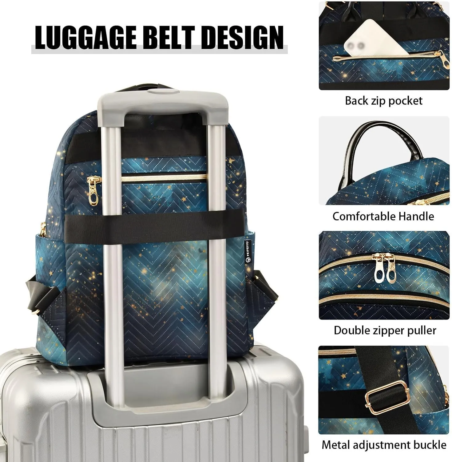 ALAZA Women Mini Backpack Purse Bag Lightweight Casual Daily Travel Backpack Endless Universe with Stars and Galaxies Back Pack Fashion Multipurpose Shoulder Bag,S