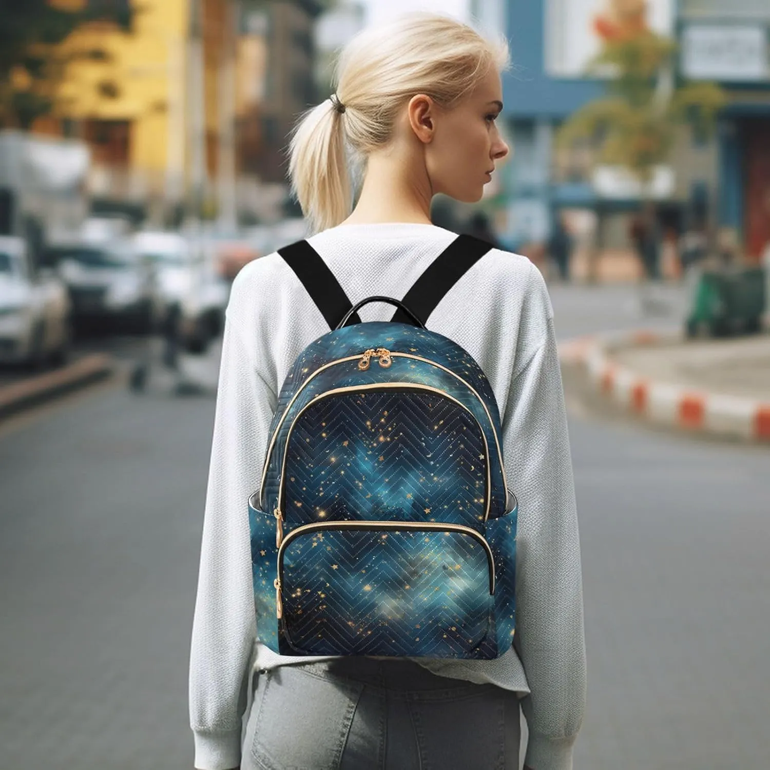 ALAZA Women Mini Backpack Purse Bag Lightweight Casual Daily Travel Backpack Endless Universe with Stars and Galaxies Back Pack Fashion Multipurpose Shoulder Bag,S