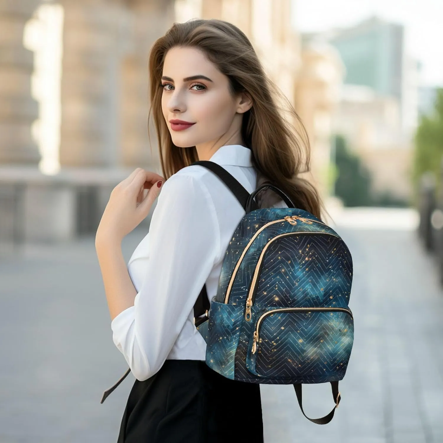 ALAZA Women Mini Backpack Purse Bag Lightweight Casual Daily Travel Backpack Endless Universe with Stars and Galaxies Back Pack Fashion Multipurpose Shoulder Bag,S