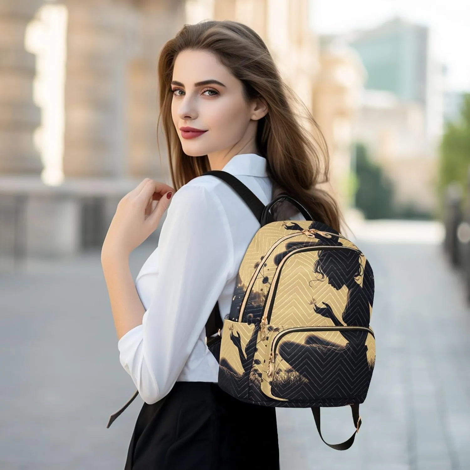 ALAZA Women Mini Backpack Purse Bag Lightweight Casual Daily Travel Backpack Fairy Girl with Butterflies Back Pack Fashion Multipurpose Shoulder Bag,S