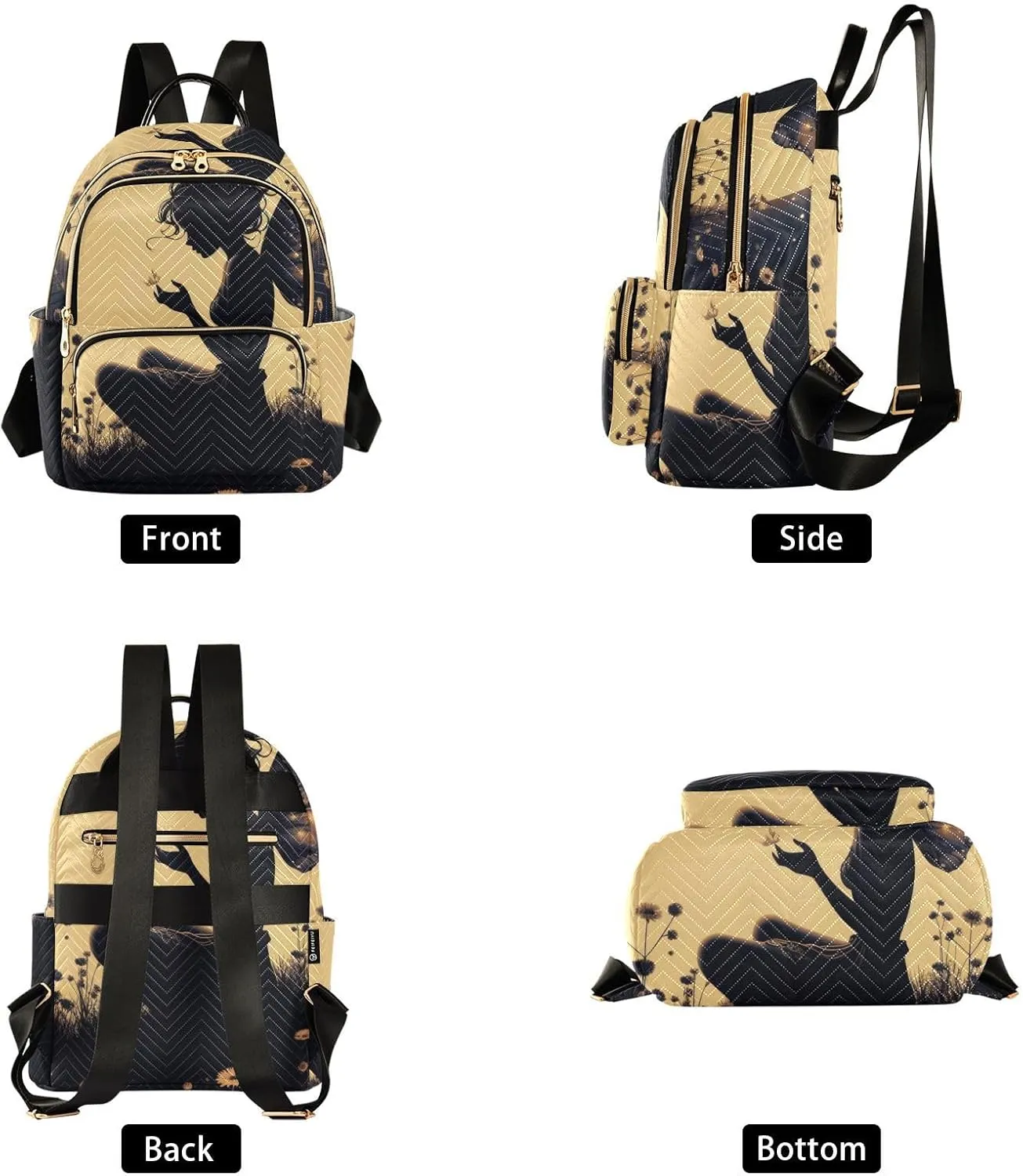 ALAZA Women Mini Backpack Purse Bag Lightweight Casual Daily Travel Backpack Fairy Girl with Butterflies Back Pack Fashion Multipurpose Shoulder Bag,S