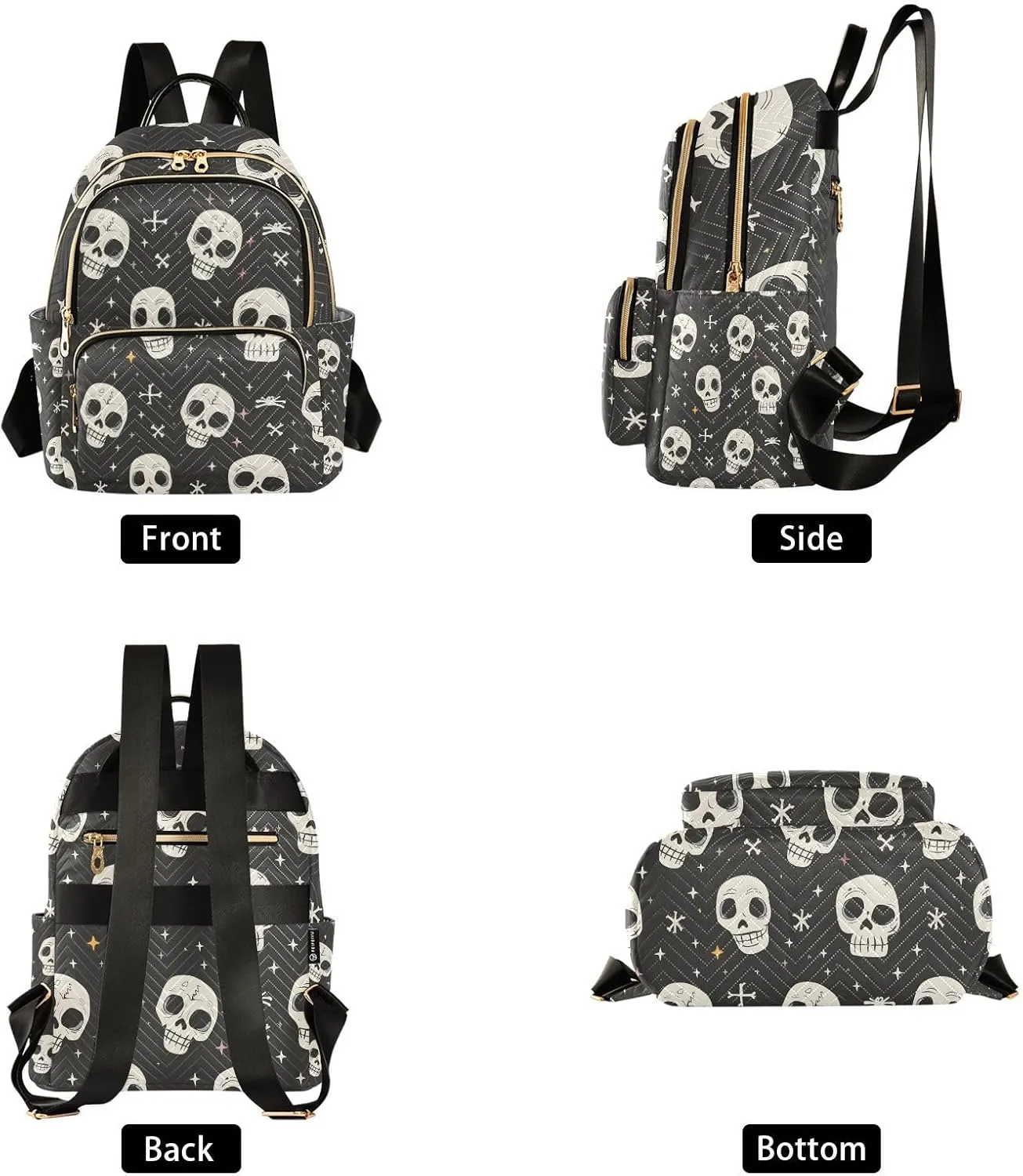 ALAZA Women Mini Backpack Purse Bag Lightweight Casual Daily Travel Backpack Human Skeleton Cross Bone Back Pack Fashion Multipurpose Shoulder Bag,M