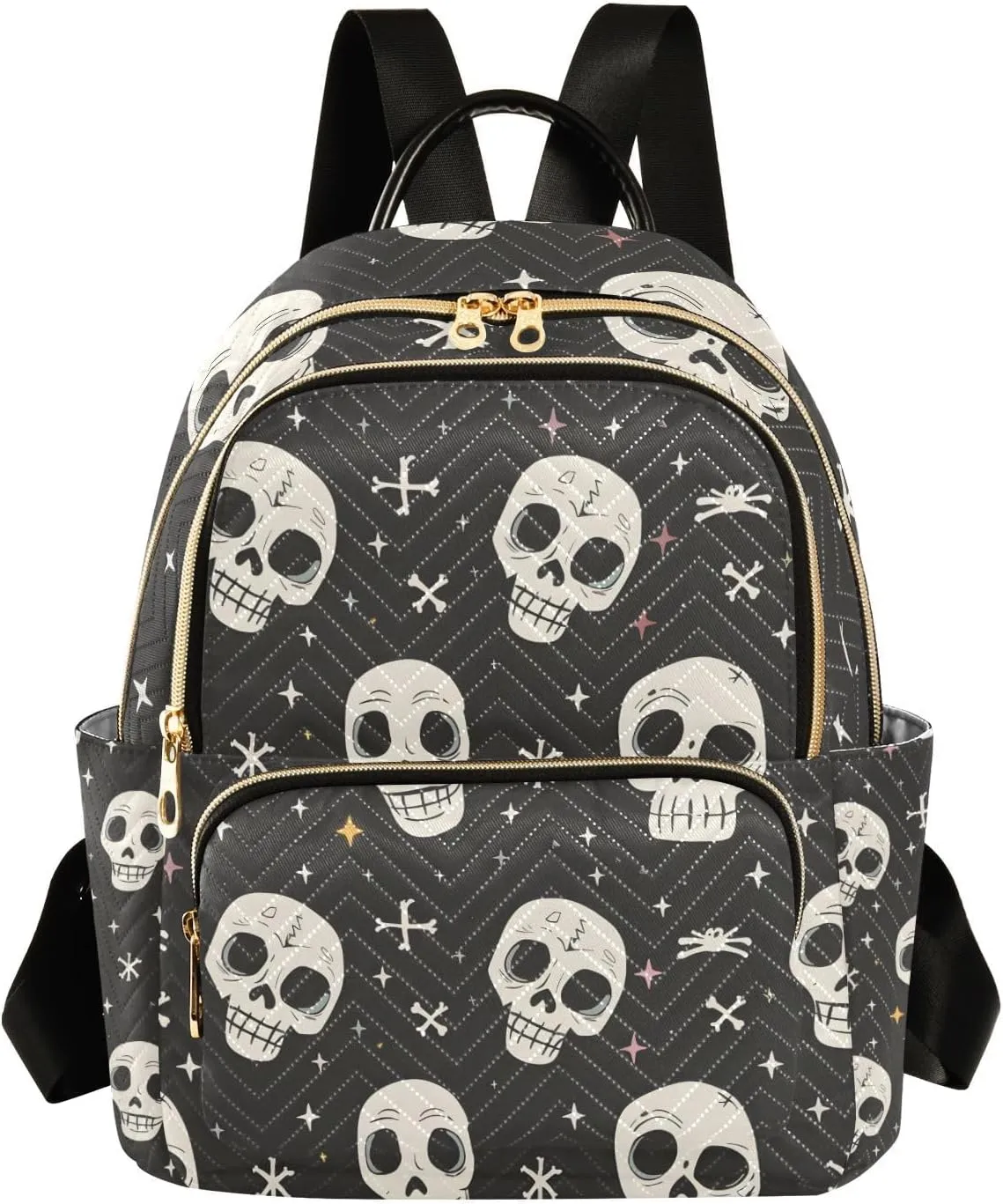 ALAZA Women Mini Backpack Purse Bag Lightweight Casual Daily Travel Backpack Human Skeleton Cross Bone Back Pack Fashion Multipurpose Shoulder Bag,M