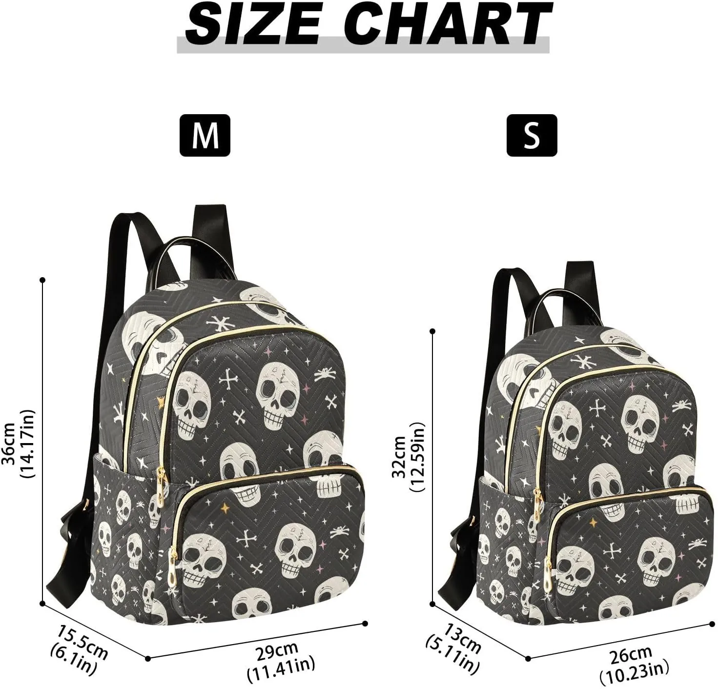 ALAZA Women Mini Backpack Purse Bag Lightweight Casual Daily Travel Backpack Human Skeleton Cross Bone Back Pack Fashion Multipurpose Shoulder Bag,M