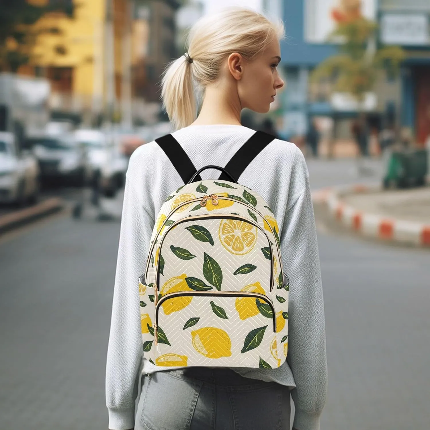 ALAZA Women Mini Backpack Purse Bag Lightweight Casual Daily Travel Backpack Lemon Back Pack Fashion Multipurpose Shoulder Bag,M
