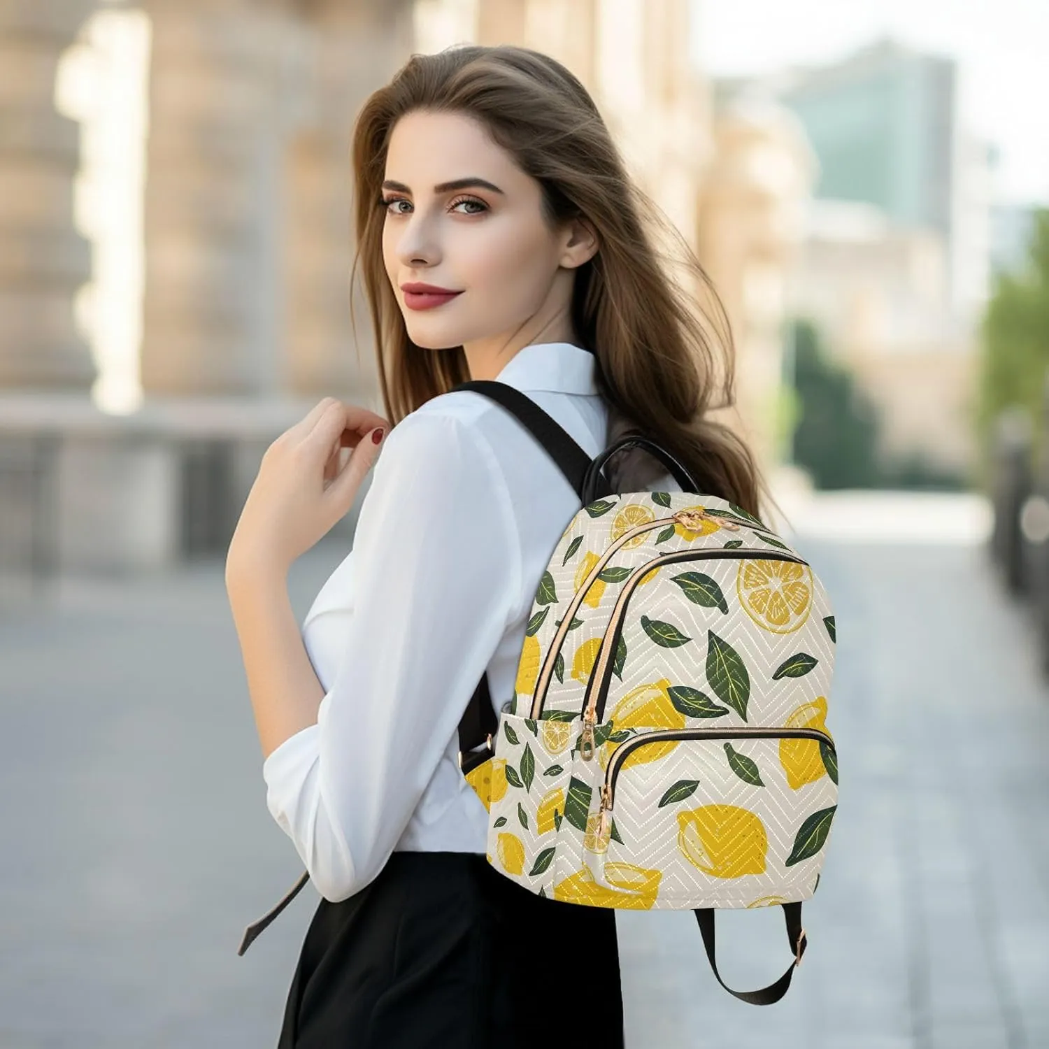 ALAZA Women Mini Backpack Purse Bag Lightweight Casual Daily Travel Backpack Lemon Back Pack Fashion Multipurpose Shoulder Bag,M