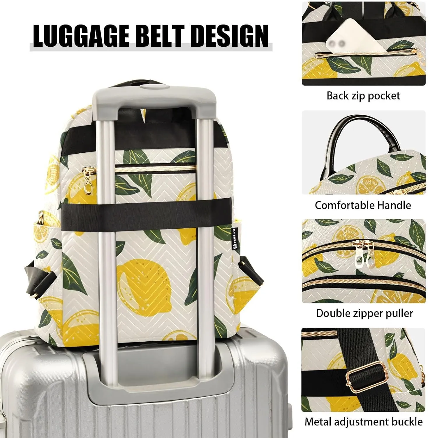 ALAZA Women Mini Backpack Purse Bag Lightweight Casual Daily Travel Backpack Lemon Back Pack Fashion Multipurpose Shoulder Bag,M