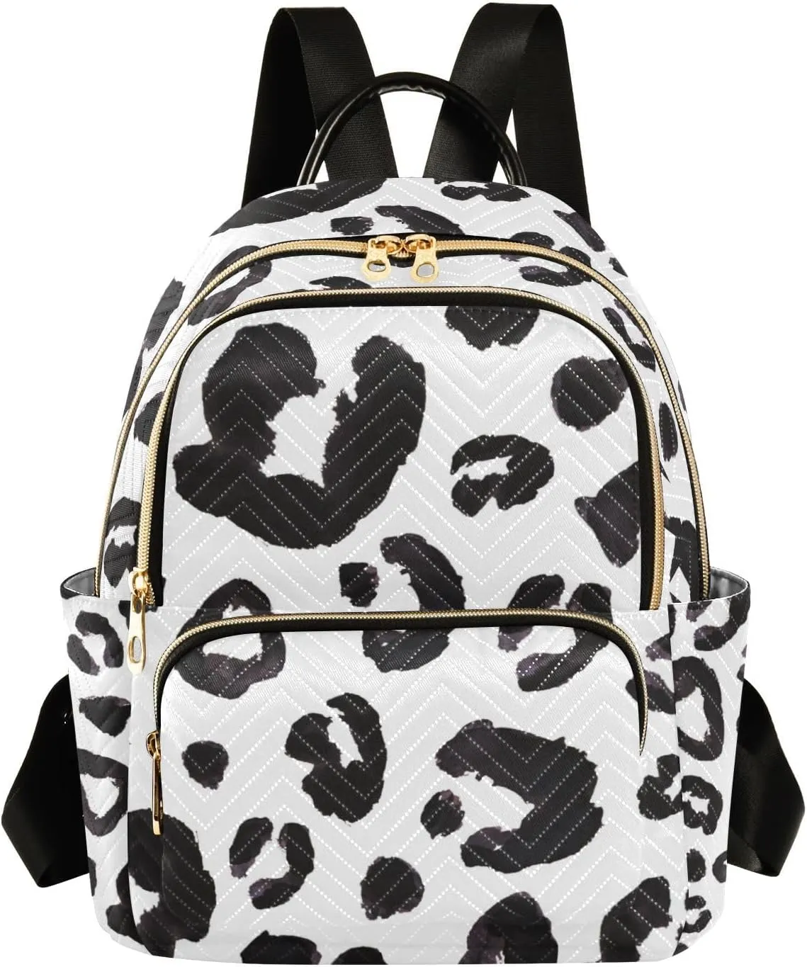 ALAZA Women Mini Backpack Purse Bag Lightweight Casual Daily Travel Backpack Leopard Print Cheetah Black White Back Pack Fashion Multipurpose Shoulder Bag,S