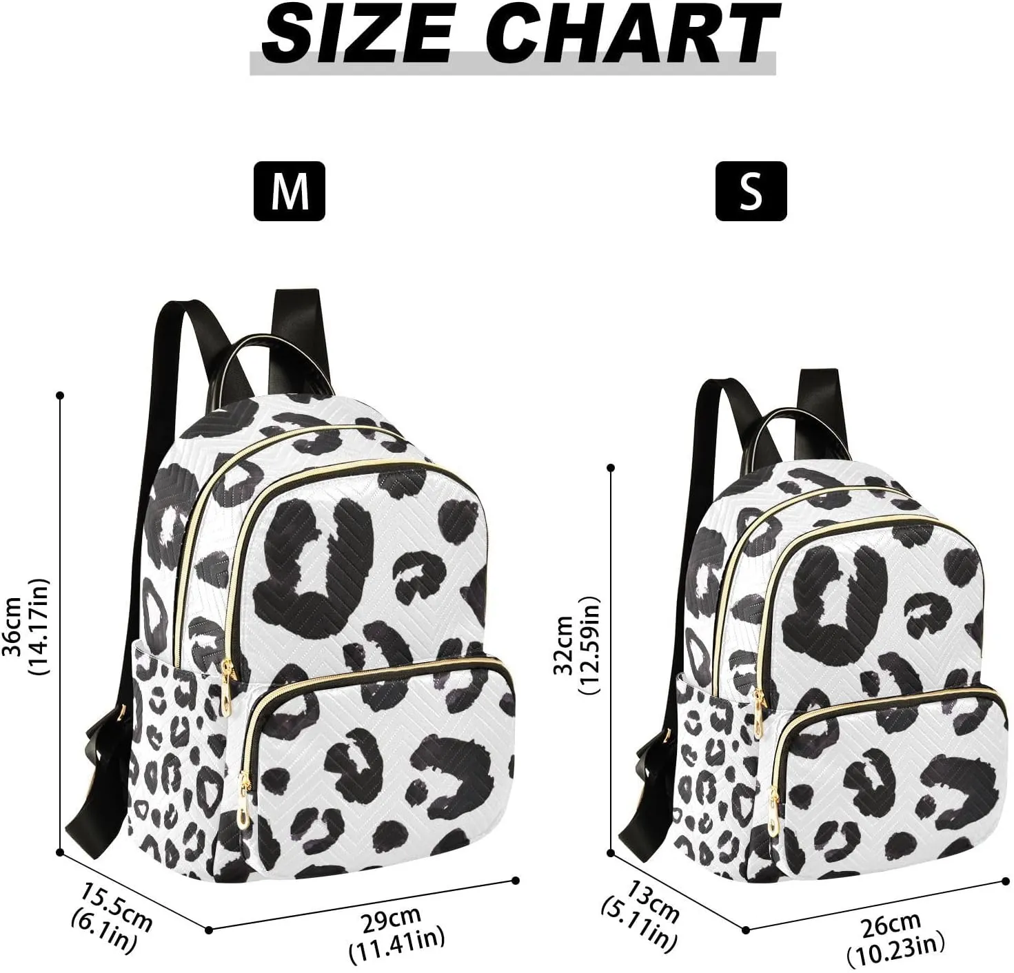 ALAZA Women Mini Backpack Purse Bag Lightweight Casual Daily Travel Backpack Leopard Print Cheetah Black White Back Pack Fashion Multipurpose Shoulder Bag,S